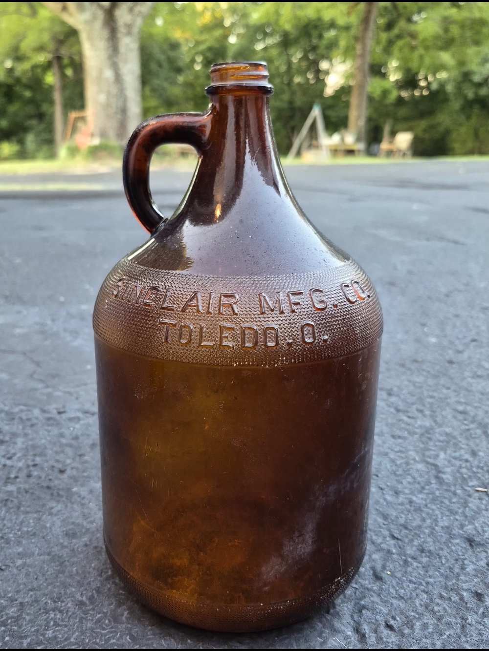 Vintage Sinclair Mfg. Co. Toledo, Ohio Amber Glass Jug